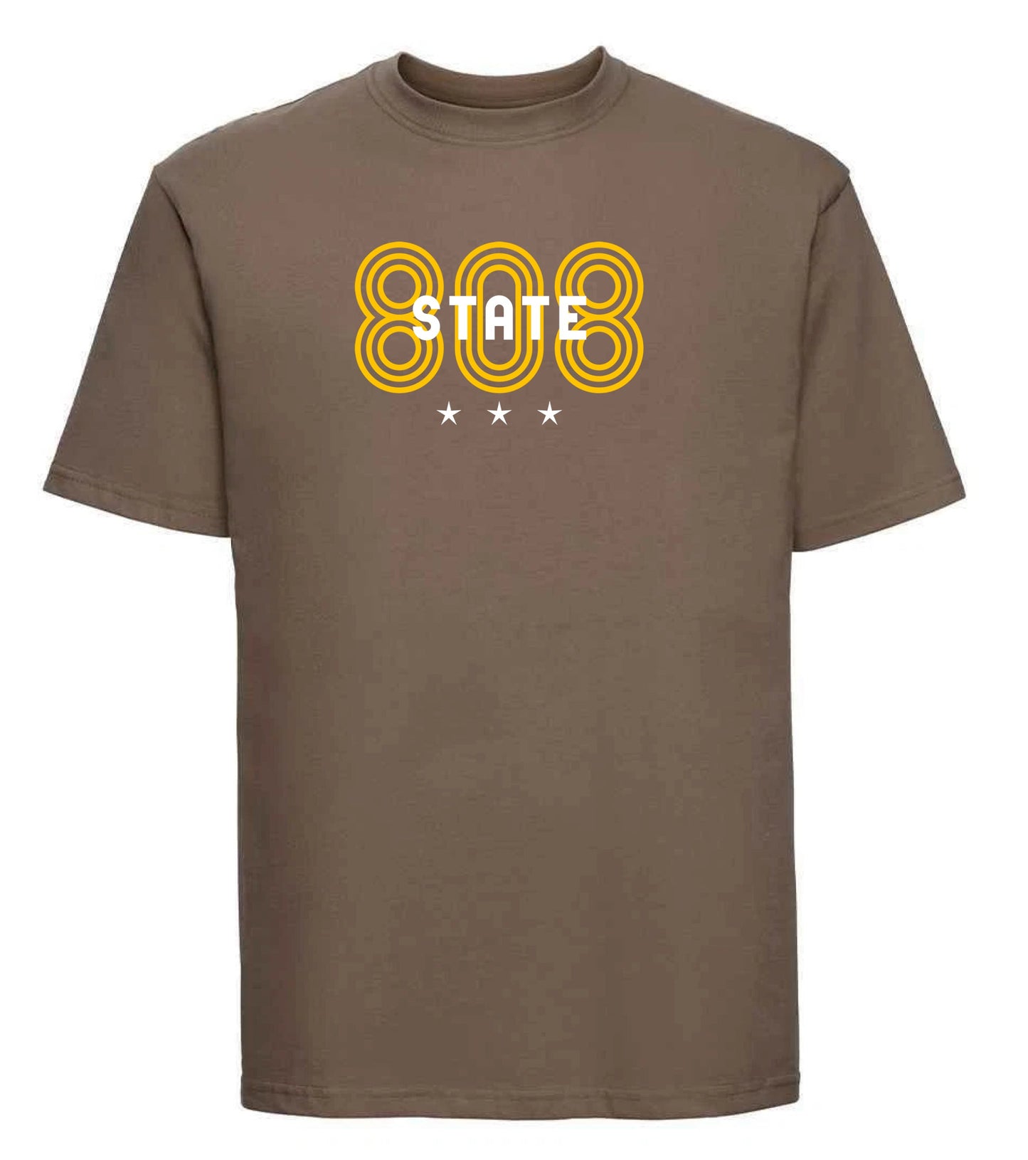 808 State logo T-shirt Brown