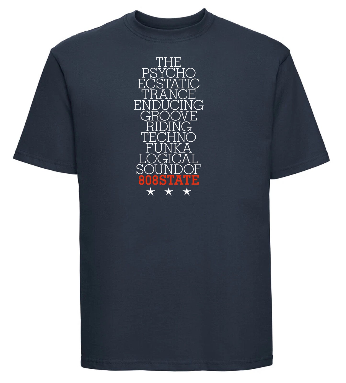 808 State quote T-shirt Navy