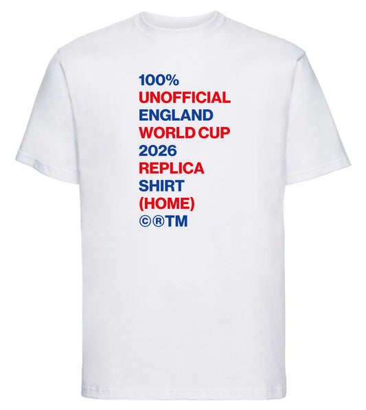 100% Unofficial England World Cup 2026 Replica Home T-Shirt (White)