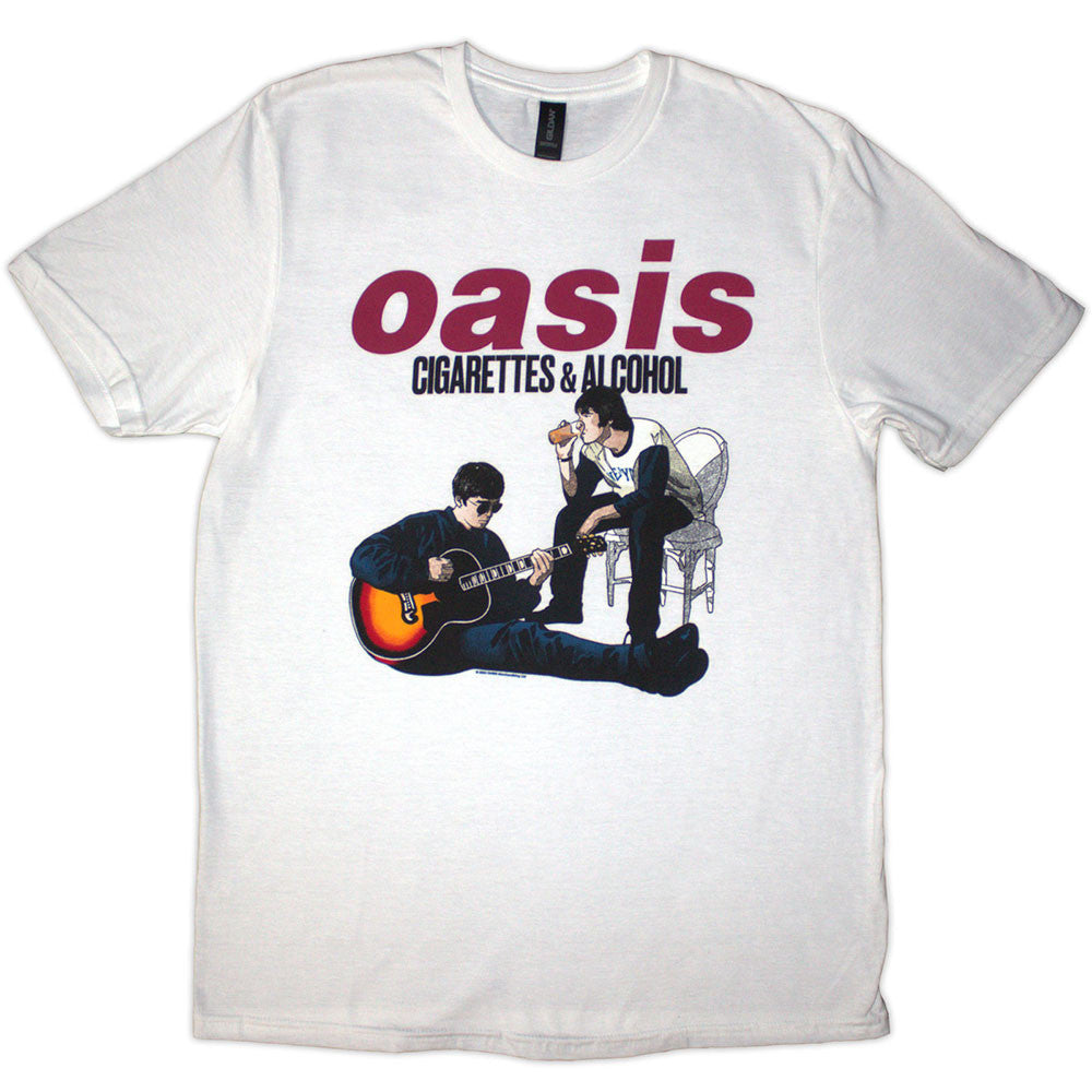Oasis Unisex T-Shirt: Cigarettes and Alcohol (White)